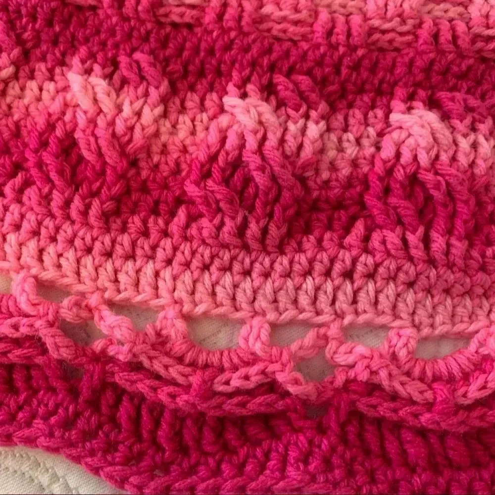 New Handmade Crochet Afghan Mandala  Throw Lap Blanket 3.5 Ft Octagon HOT PINK